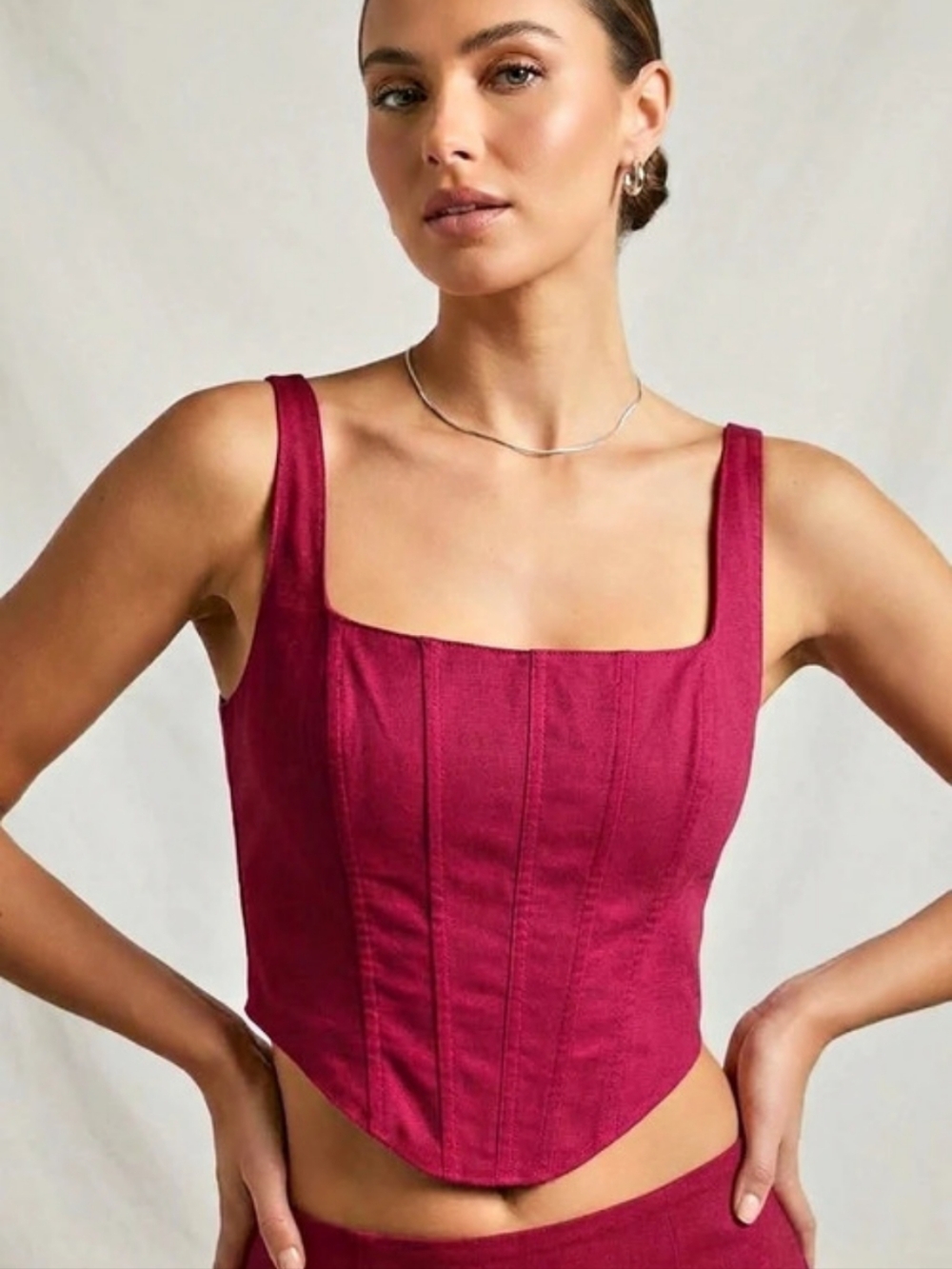 Abercrombie & Fitch Linen-Blend Corset Top Pink Size Small